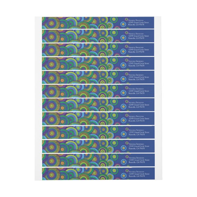 Aquamarine Pattern Wraparound Address Labels (Sheet)