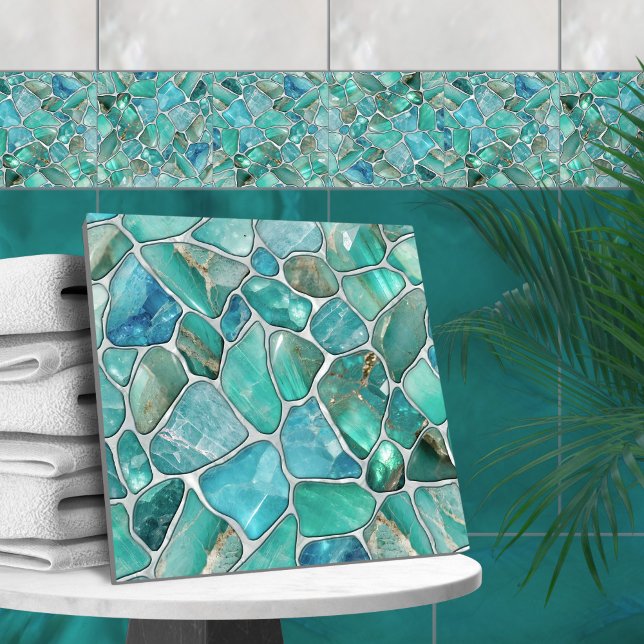 Aquamarine pebbles on pearl tile (Creator Uploaded)