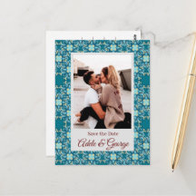 Aquamarine PHOTO Mariage Enregistrer la date Carte