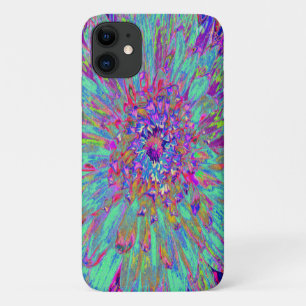 Aquamarine Rainbow Colour Abstract Dahlia Flower iPhone 11 Case