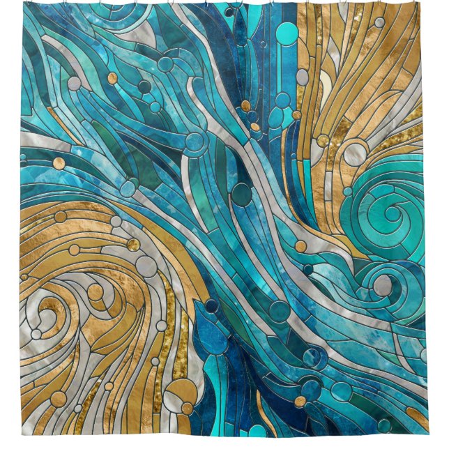 Aquamarine River Abstract Mosaic Art (Front)