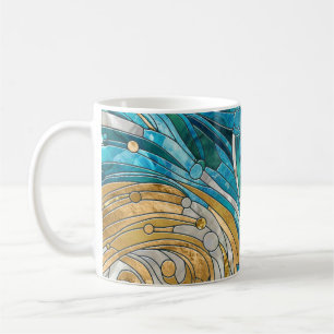 Aquamarine River Abstract Mosaic Art Coffee Mug