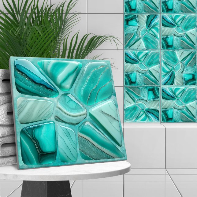 Aquamarine stone Flower Abstract Cellular Art Tile (Creator Uploaded)
