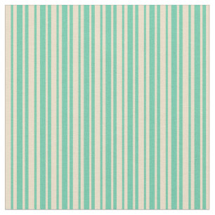 Aquamarine & Tan Coloured Lined Pattern Fabric
