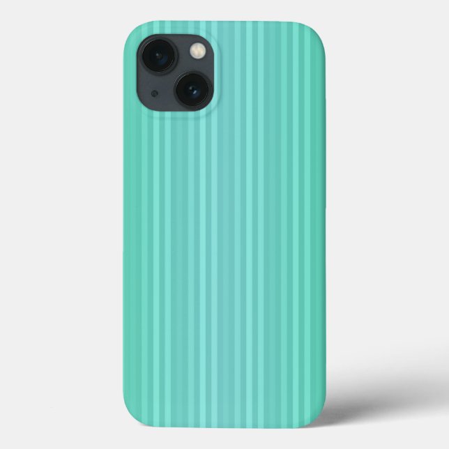 Aquamarine Teal and Green Vertical Stripes Pattern Case-Mate iPhone Case (Back)