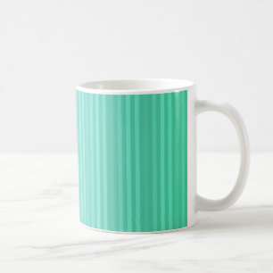 Aquamarine Teal and Green Vertical Stripes Pattern Coffee Mug