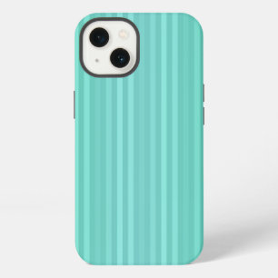 Aquamarine Teal and Green Vertical Stripes Pattern iPhone 13 Case
