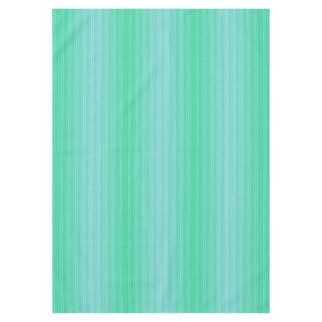 Aquamarine Teal and Green Vertical Stripes Pattern Tablecloth (Front)