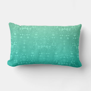 Aquamarine Teal Mint Green Fancy Damask Pattern Lumbar Pillow