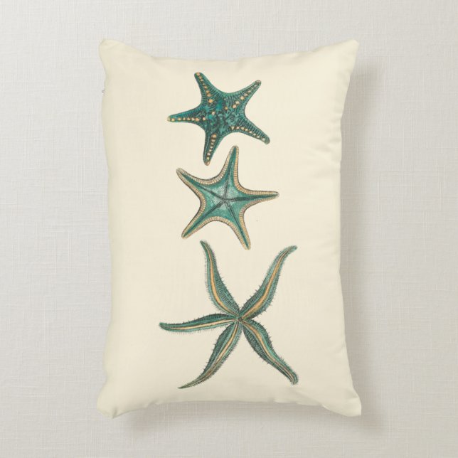Aquamarine Triple Starfish Decorative Pillow (Front(Vertical))