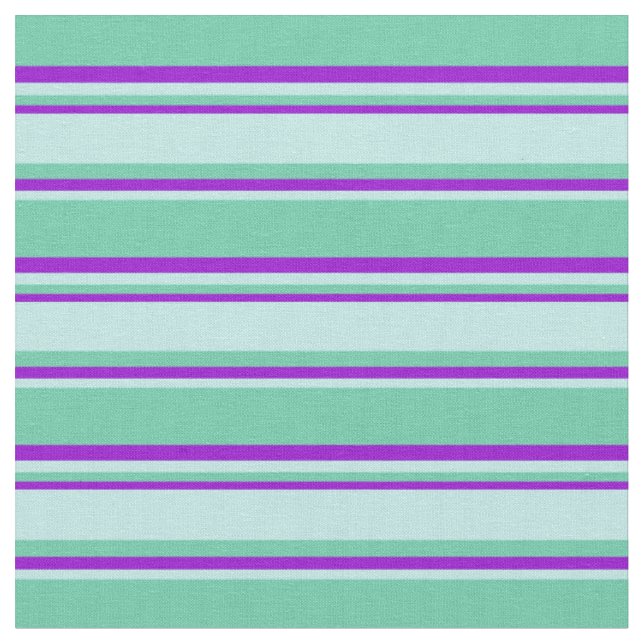 Aquamarine, Turquoise & Dark Violet Coloured Lines Fabric (Close Up)