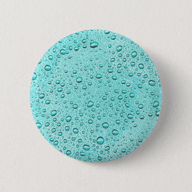 Aquamarine water droplets 2 inch round button (Front)