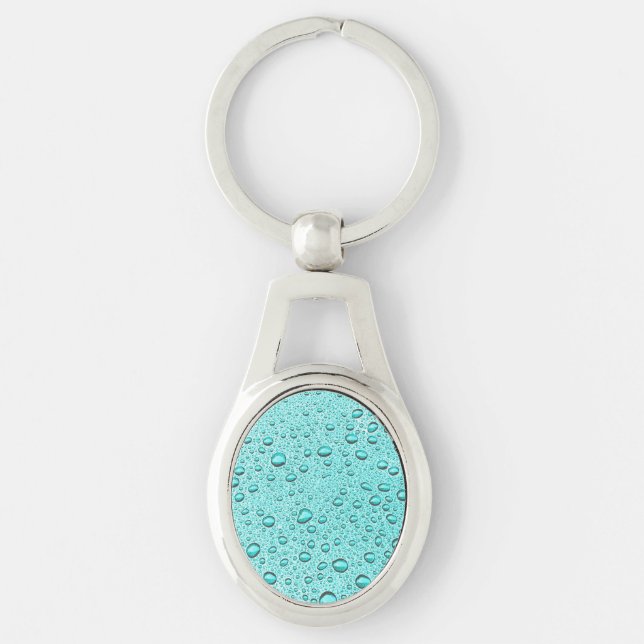 Aquamarine water droplets keychain (Front)