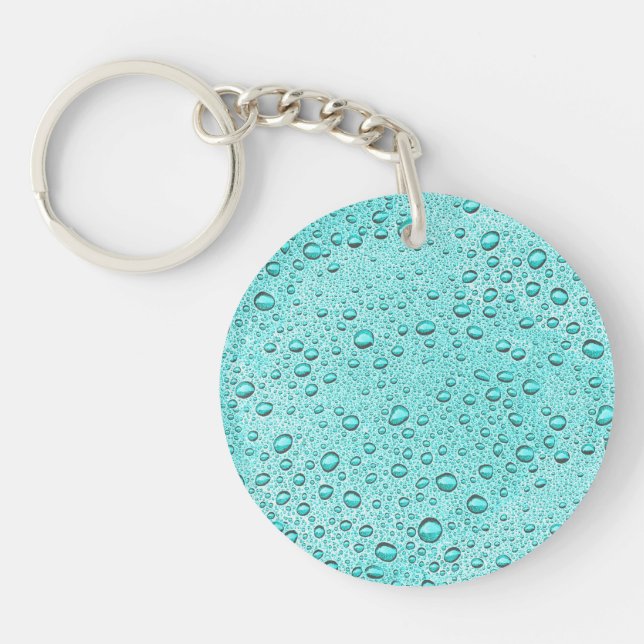 Aquamarine water droplets keychain (Front)