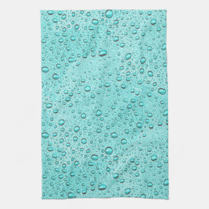 Aquamarine water droplets kitchen towel