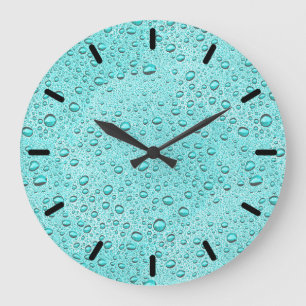 Aquamarine water droplets large clock