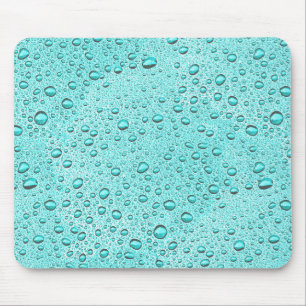 Aquamarine water droplets mouse pad
