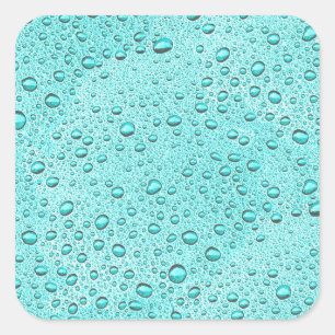 Aquamarine water droplets square sticker