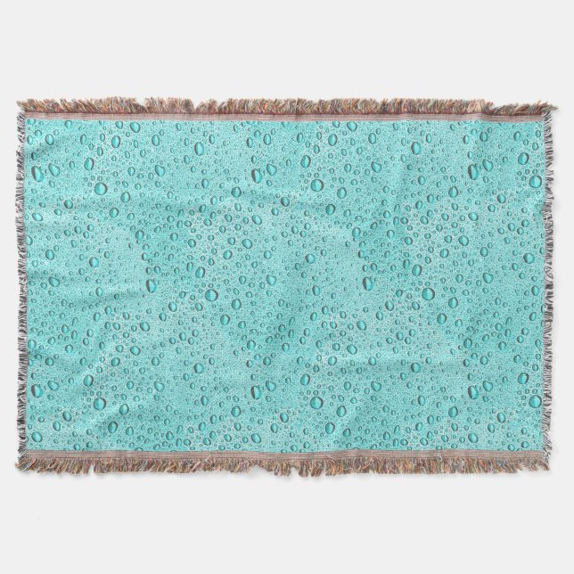 Aquamarine water droplets throw blanket (Front)