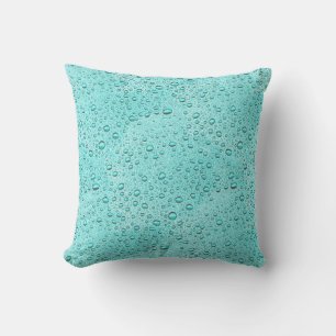 Aquamarine water droplets throw pillow