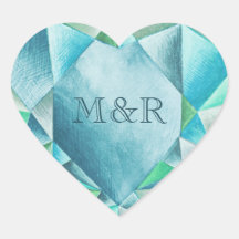 Aquamarine Watercolor Heart Cute Valentine's Day