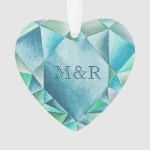   Aquamarine Watercolor Heart Cute Valentine's Day Ornament