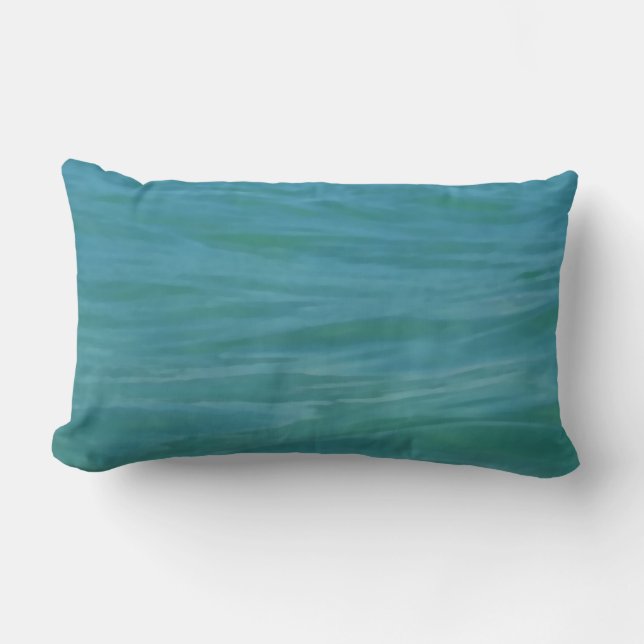 Aquamarine Waves Beach Theme Tropical Blue Green Lumbar Pillow (Front)