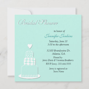 Aquamarine Wedding Cake Bridal Shower Invitation
