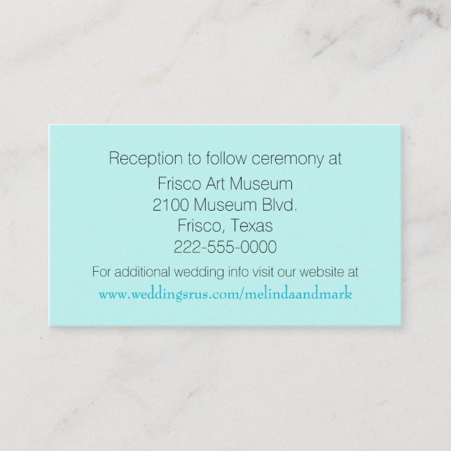 Aquamarine Wedding Enclosure Card (Front)