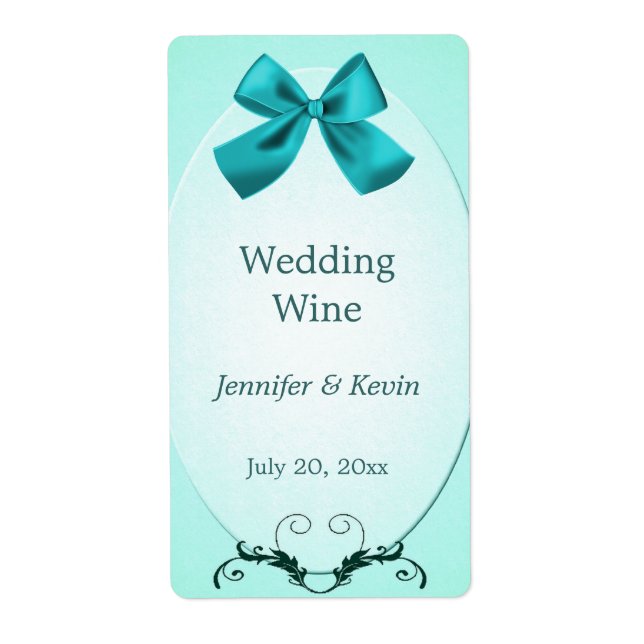 Aquamarine Wedding Wine Label (Front)