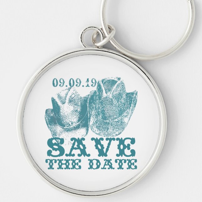 Aquamarine Western Vintage Weddings Keychain (Front)