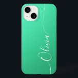 Aquamarine White Elegant Calligraphy Script Name Case-Mate iPhone 14 Case<br><div class="desc">Aquamarine Shimmer White Elegant Calligraphy Script Custom Personalized Name iPhone 14 Smart Phone Cases features a modern and trendy simple and stylish design with your personalized name in elegant hand written calligraphy script typography on a metallic aquamarine shimmer background. Designed by ©Evco Studio www.zazzle.com/store/evcostudio</div>