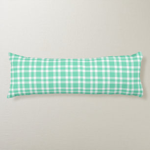 Aquamarine White Plaid Pattern Body Pillow