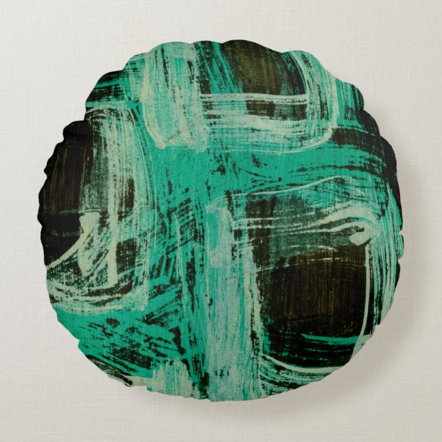 Aquamarine Windows I Round Pillow (Front)