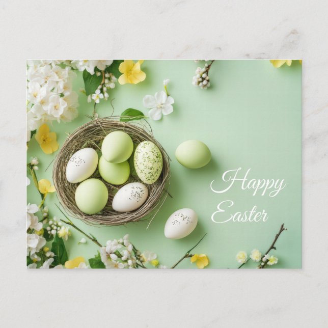 Aquarell Easter postcard in the nest (Front)