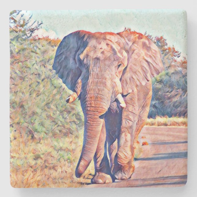 aquarell elephant stone coaster (Front)