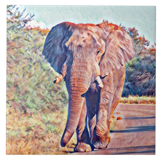 aquarell elephant tile (Front)