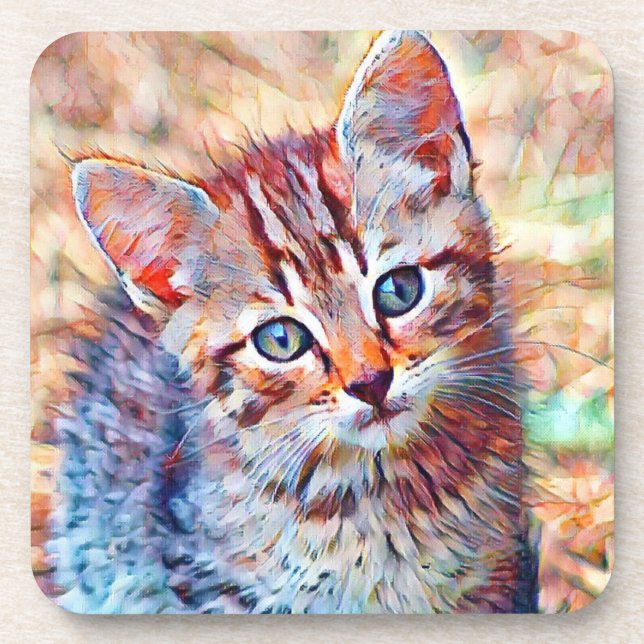 aquarell kitten coaster (Front)