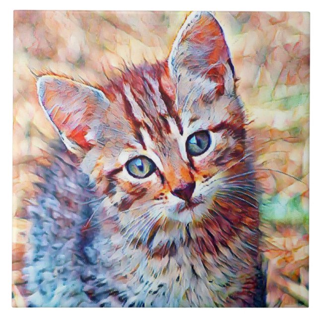 aquarell kitten tile (Front)