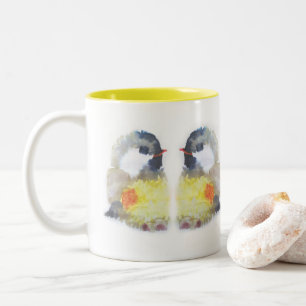 Aquarell Kohlmeise Two-Tone Coffee Mug