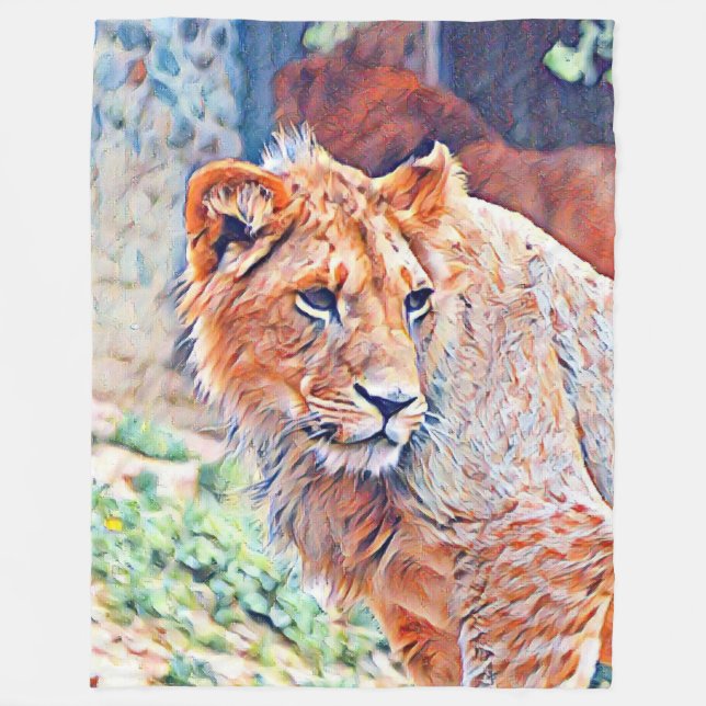 aquarell lion fleece blanket (Front)