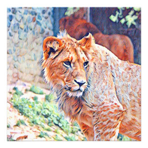 aquarell lion photo print