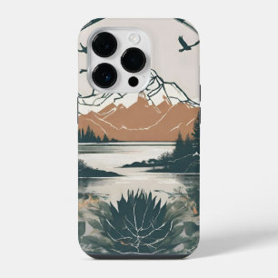 Aquarell mountain landscape, nature motif mountain iPhone 14 pro case