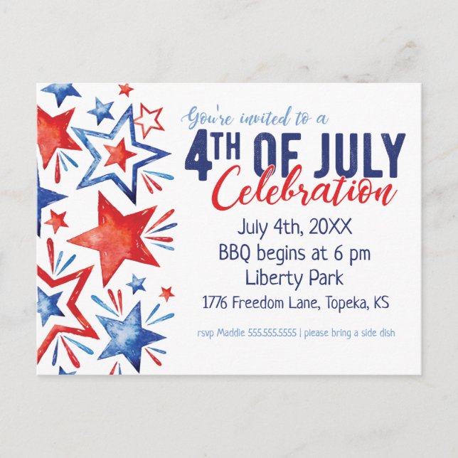 Aquarelle 4 juillet Invitation du Parti (Devant)