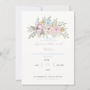 Aquarelle à main dessinée Faire-part de mariage fl