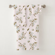 Aquarelle à tige blanche en coton rose