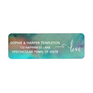 Aquarelle Abstraite colorée, typographie d'amour