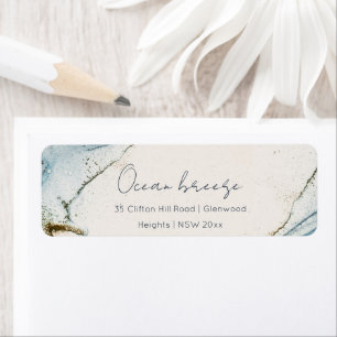 Aquarelle Abstraite douce Blue Gold Adresse de pla