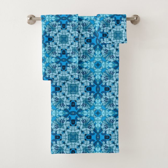 Aquarelle Abstraite Floral Denim Blue (En situation)