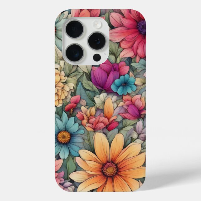 Aquarelle Abstraite Floral - iPhone 15 Pro Coques (Verso)
